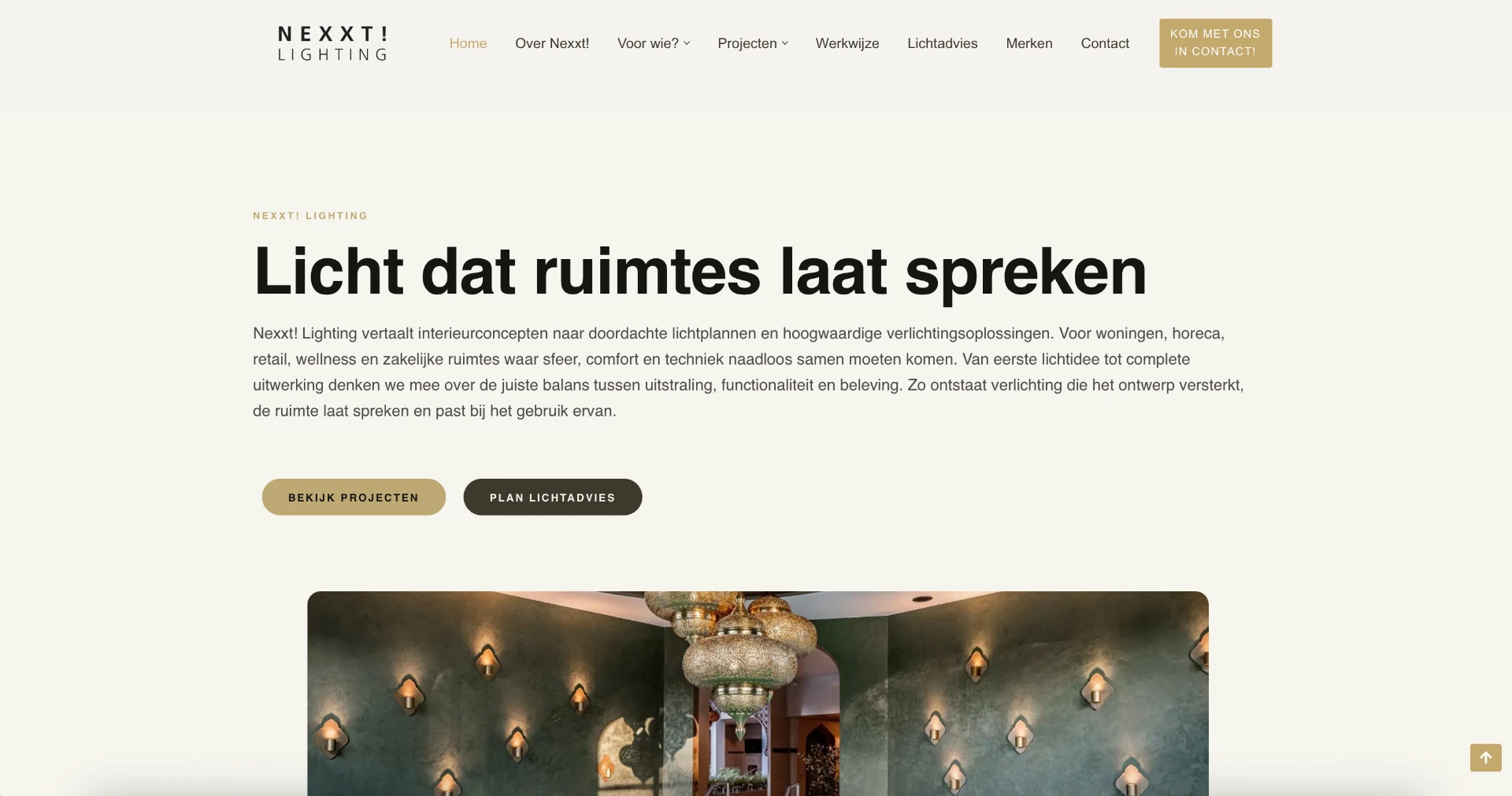 Website die ik ontwierp en beheer voor Nexxt! Lighting