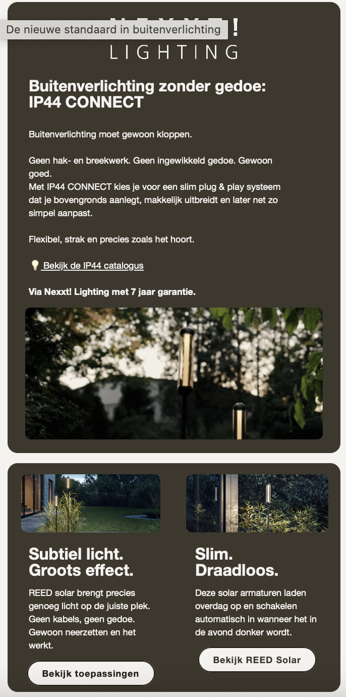 Nieuwsbrief IP44 CONNECT, buitenverlichting zonder gedoe