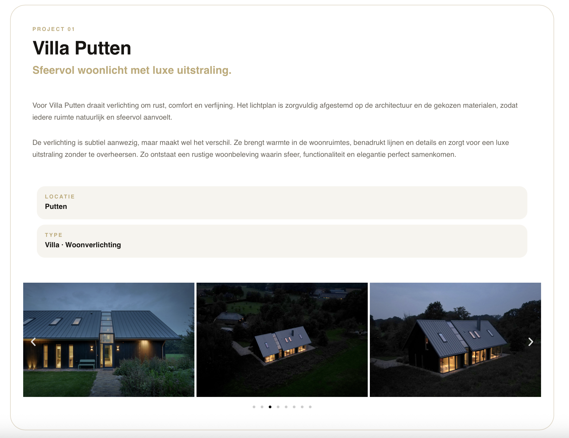 Projectpagina Villa Putten met fotoslider