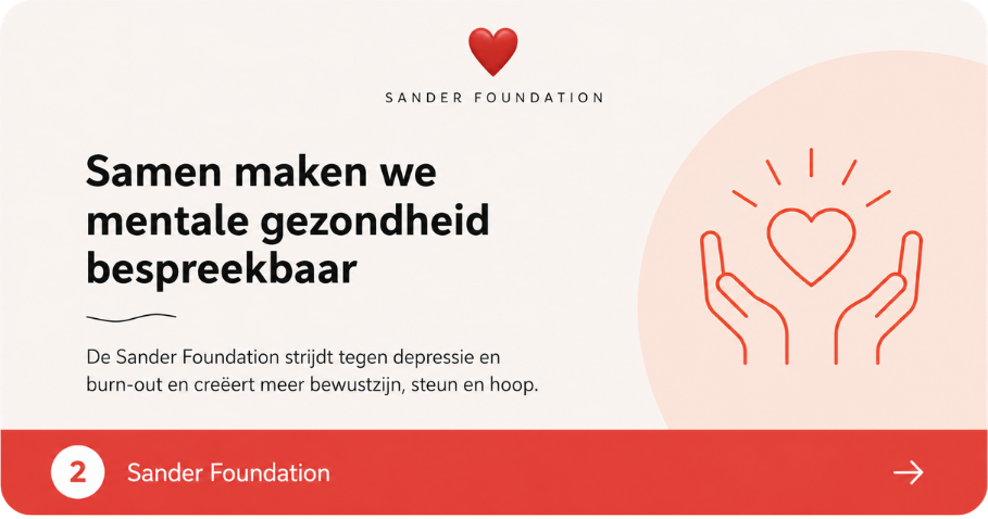 LinkedIn featured card Sander Foundation, Samen maken we mentale gezondheid bespreekbaar