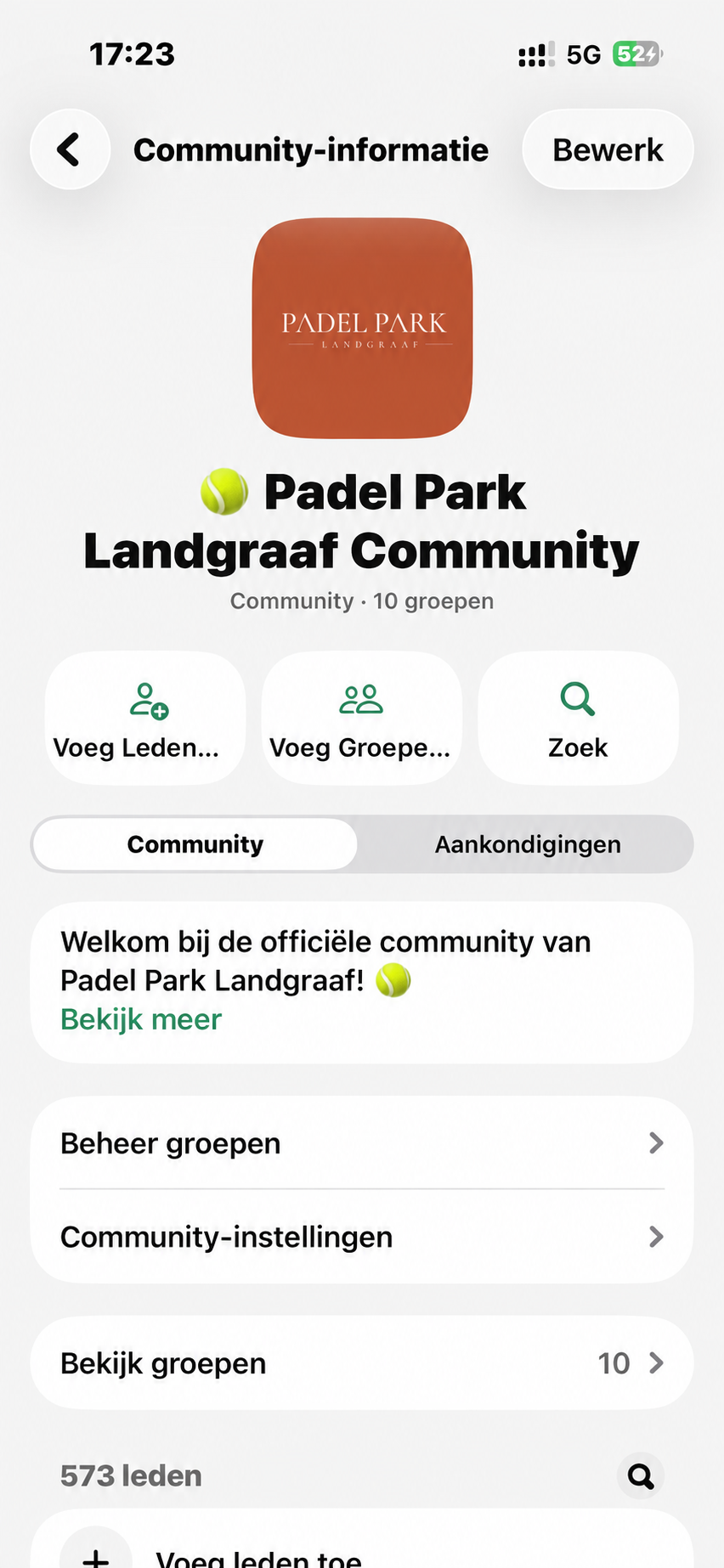 Padel Park Landgraaf Community met 573 leden